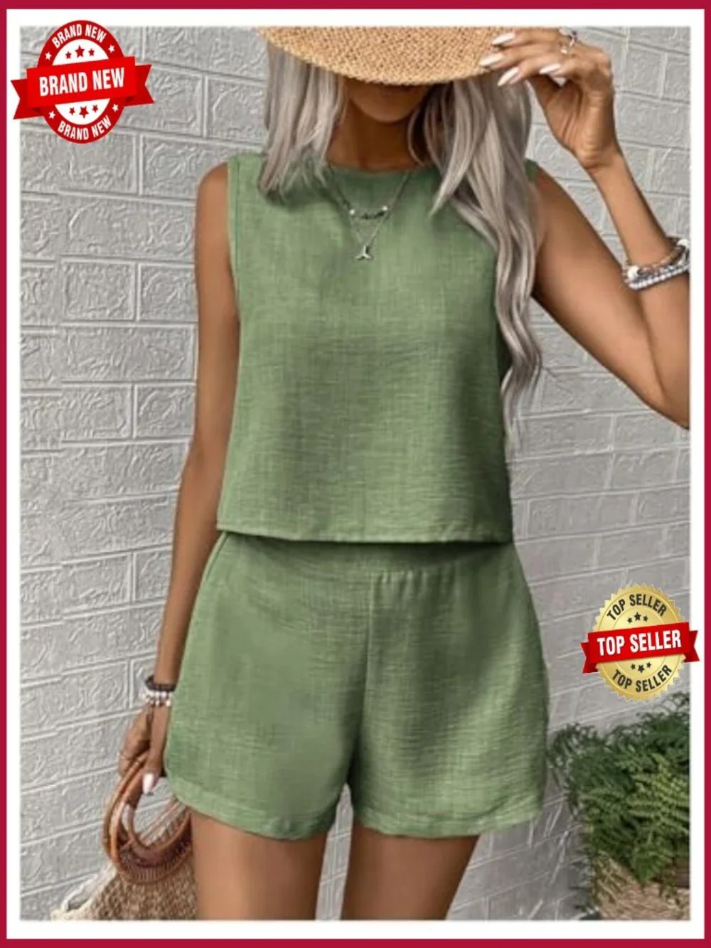 Women's Sleeveless Tank Top and Matching Shorts Summer Set